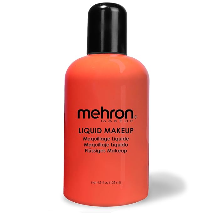 Mehron Makeup Liquid Makeup | Face Paint and Body Paint Perfect for Halloween, Cosplay I Air Brush Compatible 4.5 oz (133 ml) (Glow Orange)-VivaGrace Women