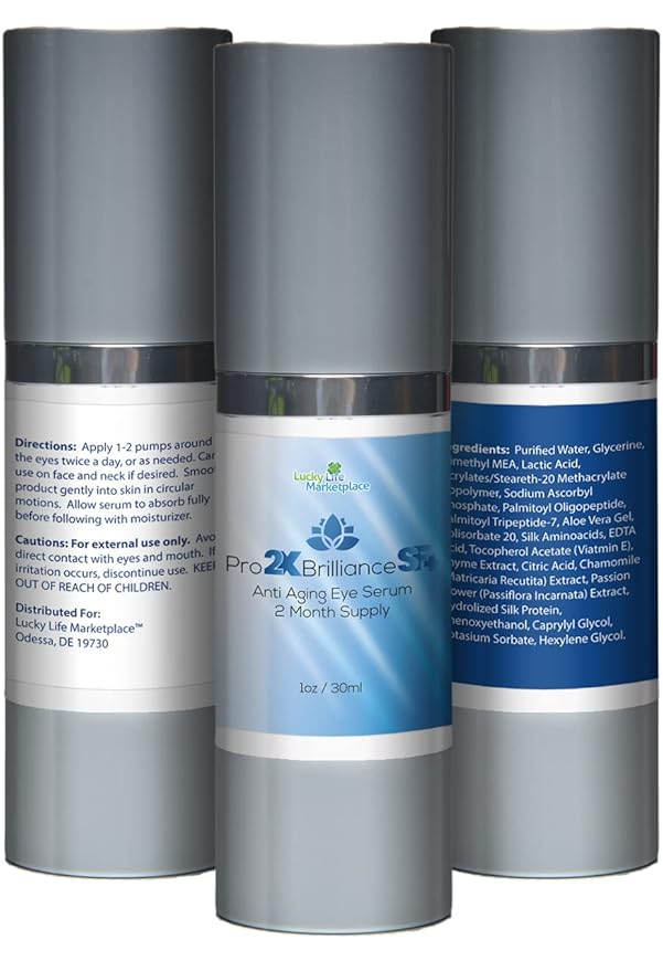 Pro 2x Brilliance SF + Serum - Anti Aging Eye Serum - 2 Month Supply - Rapidly Reduce Appearance of Dark Circles & Puffiness - Exfoliating Vitamin C Serum to Rejuvenate Skin - Aid Skin Cell Renewal-VivaGrace Women
