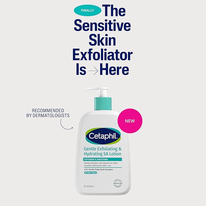 Cetaphil Gentle Exfoliating SA Lotion, Lightweight Moisturizer for All Skin Types, 8 Oz Pump Bottle, Salicylic Acid, Mandelic Acid & Gluconolactone, Gently Exfoliates, Dermatologist Recommended Brand-VivaGrace Women