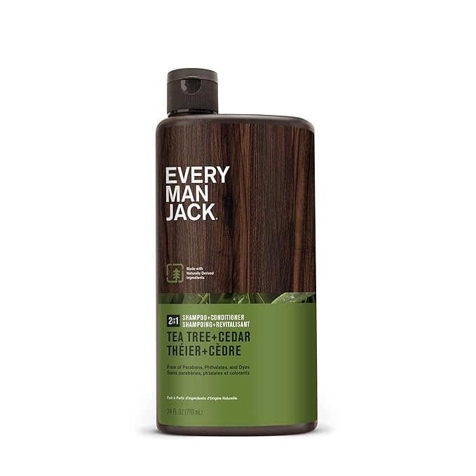 Every Man Jack 2-in-1 Tea Tree + Cedar Shampoo + Conditioner - Thicken, Cleanse, and Hydrate Hair with Coconut, Aloe, Tea Tree Oil - Naturally Derived and No Harmful Chemicals - 24oz -1 Bottle-VivaGrace Women
