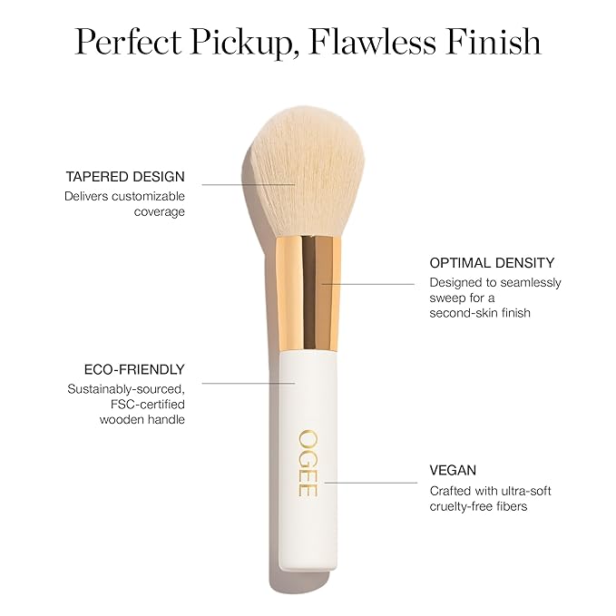 Ogee Powder Brush - Professional Quality Makeup Brush - Ultra-Soft Powder Setting Brush with Vegan Fibers for Flawless Application-VivaGrace Women