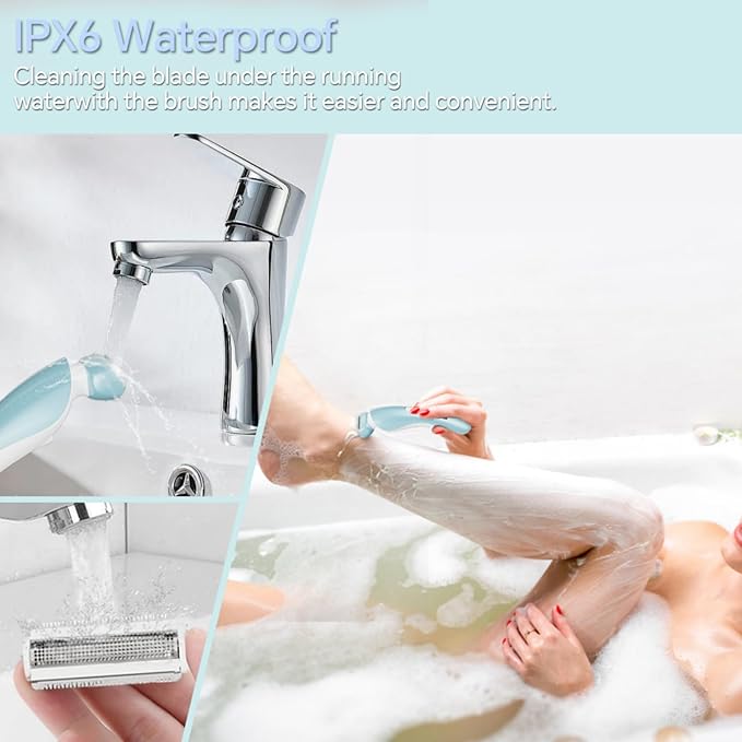 Electric Shaver for Women, Bikini Trimmer Wet & Dry Use, Body Hair Removal, Electric Razors for Leg Armpit Public Painless, Cordless Rechargeable Trimmer, Detachable Head, with LED Light-VivaGrace Women