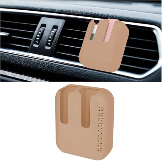 Holder for Car Air Vent, Upright Washable Lip Balm Protector for Women Girls, Auto Interior Space Saving Accessories, Universal for Vehicle, Truck and More（Brown）-VivaGrace Women