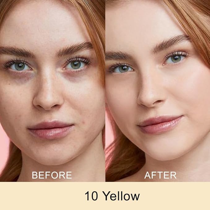 Kaely Color Correcting Concealer,Cream Pot Concealer Full Coverage,under Eye Concealer Palette for Conceals Dark Circles,Waterproof Foundation Face Makeup,10 Yellow-VivaGrace Women
