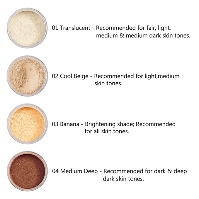 PHOERA Setting Powder Controls Oil,Setting Powder Makeup Light,Loose Powder Makeup Coverage,Loose Setting Powder Mini,0.17oz (01#Translucent)-VivaGrace Women