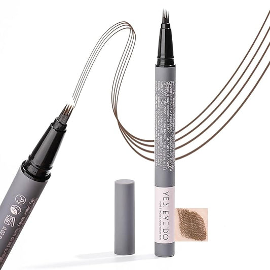 Eyebrow Pencil Dark Brown, 4 Prong Eyebrow Pen Deep Brown, Microblading Eyebrow Pencil for Women, Smudge-Free, 24H Long Wear YES.EYE DO (Midnight Espresso-Dark Brown)