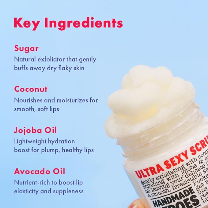 Handmade Heroes 100% Natural Coconut Lip Exfoliator & Lip Mask Gift Set - Gentle Exfoliant Sugar Lip Polish & Moisturizer for Chapped & Dry Lips-VivaGrace Women