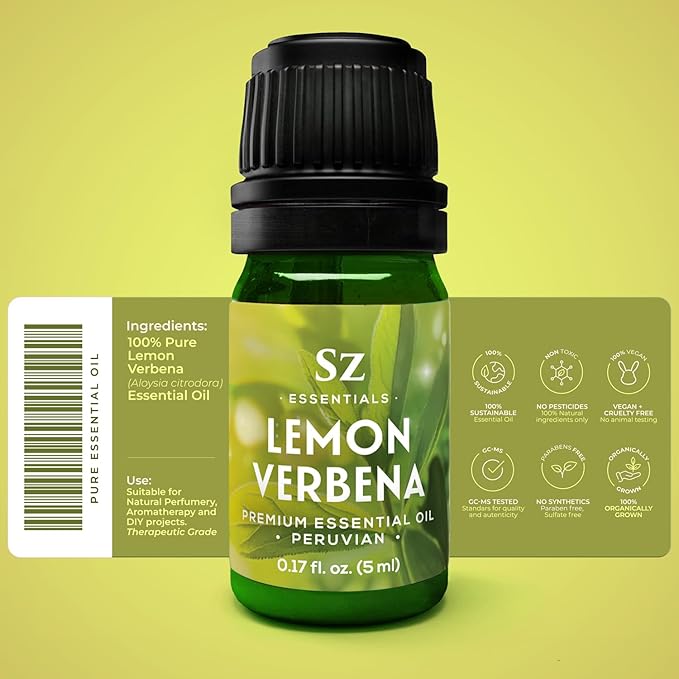 Lemon Verbena Essential Oil – 100% Pure & Natural, Grown in The High-Altitude Andes – Sweet, Citrusy, Uplifting Scent – Aromatherapy, Home Use – Therapeutic Grade & Vegan – 5 mL-VivaGrace Women