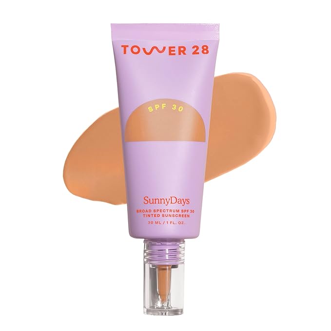 Tower 28 Beauty SunnyDays SPF 30 Tinted Mineral Sunscreen - For Sensitive Skin - 2-in-1 Facial Broad Spectrum UVA/UVB Protection + Foundation - Shade 25 OCEAN PARK, 1 Fl Oz-VivaGrace Women