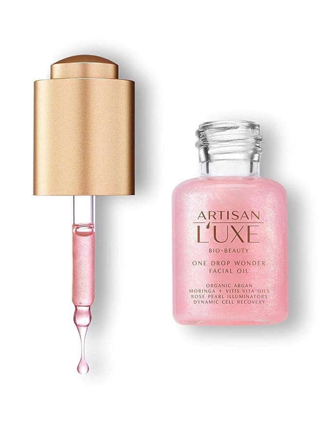 Artisan L’uxe One Drop Wonder Facial Oil Radiant Facial Oils with Rose Pearl Illuminators Organic Argan & Moroccan Hydrating Face Oil Anti Aging Skin Care Facial Oil Rose Oil 0.5 Oz.-VivaGrace Women