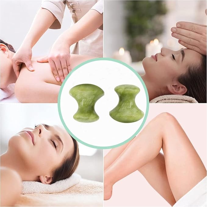 Mushroom Jade Gua Sha Facial Tools, Jade Roller Guasha Massage White Crystal Jade Stone Mushroom Shaped Face Lift Remove Wrinkles Massager for Women Spa, Body Relaxing (Green Jade)-VivaGrace Women