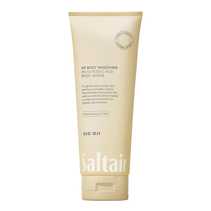 Saltair KP Body Scrub. 5% Glycolic Acid Treatment with Volcanic Sand and Plant Moisturizers. Fragrance-Free Physical Chemical Exfoliator. Exfoliating Body Scrubber for Rough Bumpy Skin, 10oz.-VivaGrace Women