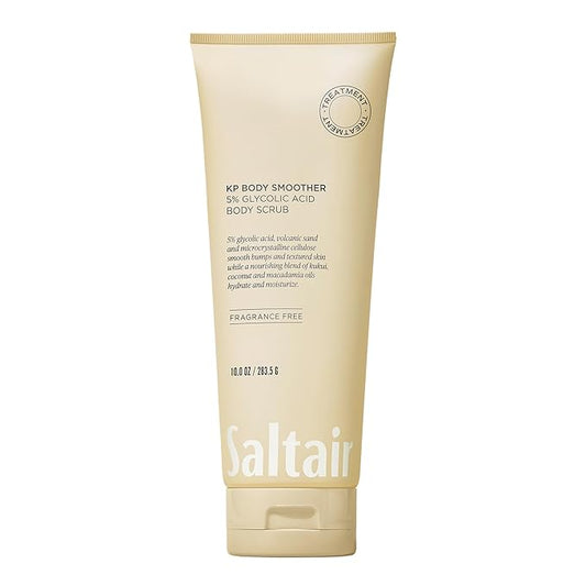Saltair KP Body Scrub. 5% Glycolic Acid Treatment with Volcanic Sand and Plant Moisturizers. Fragrance-Free Physical Chemical Exfoliator. Exfoliating Body Scrubber for Rough Bumpy Skin, 10oz.-VivaGrace Women
