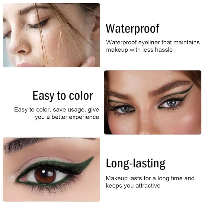 evpct 3Pcs Shimmer Emerald Green & Shimmer Royal Blue & Violet Gel Glitter Eyeliner Pencils Set for Women Waterproof Smudge Proof lapiz de ojos delineador de ojos contra el agua Eye Liner Makeup