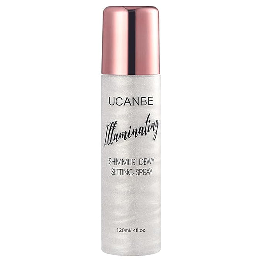 UCANBE Shimmer Dewy Setting Spray – Glowing + Makeup Setting Spray 2 in 1 Lightweight Formula for a Radiant Glow,Long-Lasting Face Mist for Face Body, 4 Fl Oz #Silver-VivaGrace Women