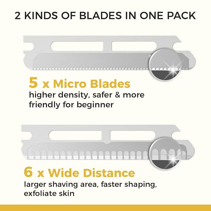 ZOMCHI Dermaplane Razor with 11 Blades for Women & Men, Eyebrow Trimmer with Protective Silicone Cap, Face Razor for Hair Removal - Matte Gold-VivaGrace Women