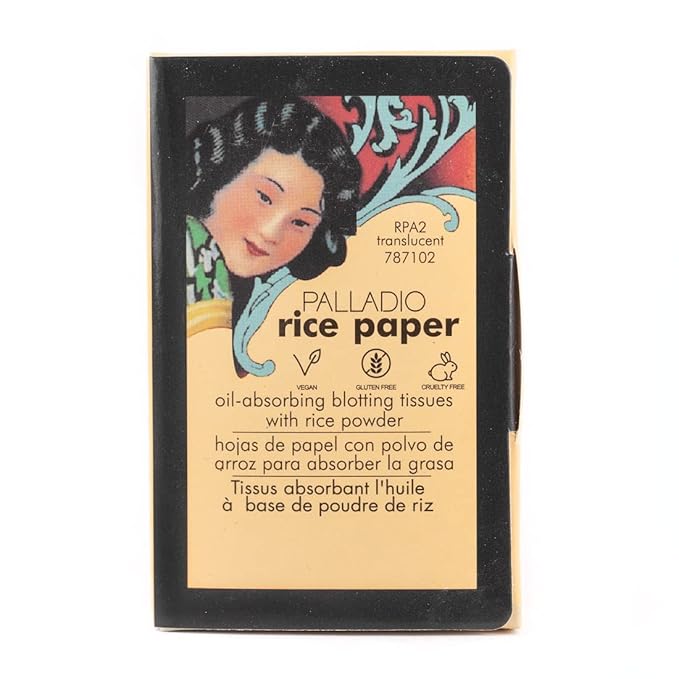 Palladio Rice Paper Facial Tissues for Oily Skin, Face Blotting Sheets Made from Natural Rice, Oil Absorbing Paper with Rice Powder, 2 Sided, Instant Results, Translucent, 40 Count, Pack of 1-VivaGrace Women