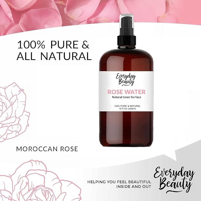 Rose Water Facial Toner - 16oz Bulk Alcohol-Free Vegan All Natural Refreshing for Face and Hair - Uplifts, Calming & Soothing for All Skin Types-VivaGrace Women