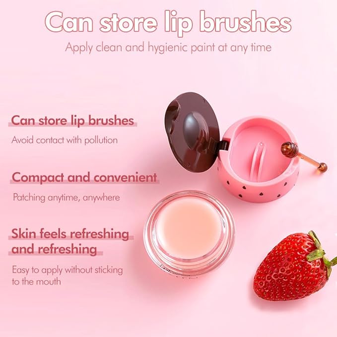 Honey Lip Balm Pot, Propolis Lip Mask, Strawberry Hydrating Propolis Lip Sleeping Mask, Prevent Dry&Cracked, Lip Repair Nourishes the Lip Skin (honey&straberry&cherry&apple)-VivaGrace Women