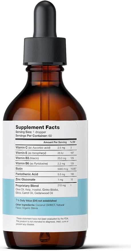 Liquid Biotin with Hair Vitamins - Vitamin C, E, B6 & Organic Coconut Oil - Liquid Biotin for Hair, Skin, Nails and Immunity Support-VivaGrace Women