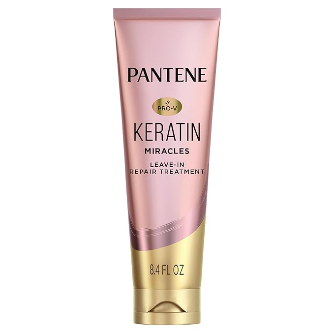 Pantene Keratin Leave-In Conditioner with Argan Oil, Protein Treatment for Dry, Damaged & Color-Treated Hair, Repairs Split Ends & Protects from Damage, Formaldehyde-Free, 8.4 Fl Oz-VivaGrace Women