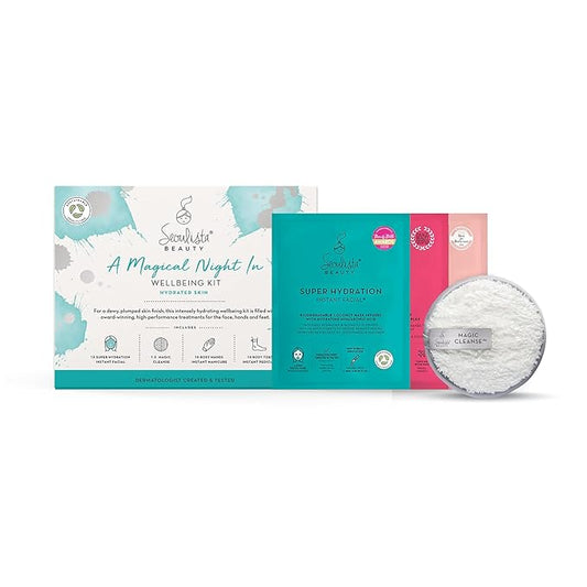 HYDRATED Gifting Bundle | SUPER HYDRATION SHEET MASK | Rosy Toes - Foot Mask Instant Pedciure | Rosy Hands - Hand Mask Instant Manicure| Magic Cleanse™ Eco-friendly Cleansing Tool-VivaGrace Women