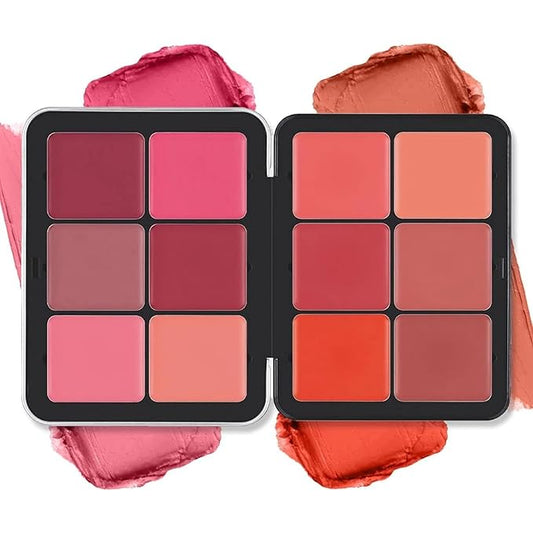 12 Colors Blush Palette,Highlighter Blush Powder Makeup,Long-Wearing,Smudge Proof,Natural-Looking,Blendable Cruelty-Free Matte Finish,Contour and Highlight Blush Palette Face Cosmetics Makeup-VivaGrace Women