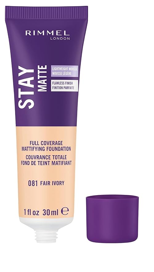 Rimmel London Stay Matte Liquid Mousse - 081 Fair Ivory - Foundation, Lightweight, Shine Control, Oil-Free, 1oz-VivaGrace Women