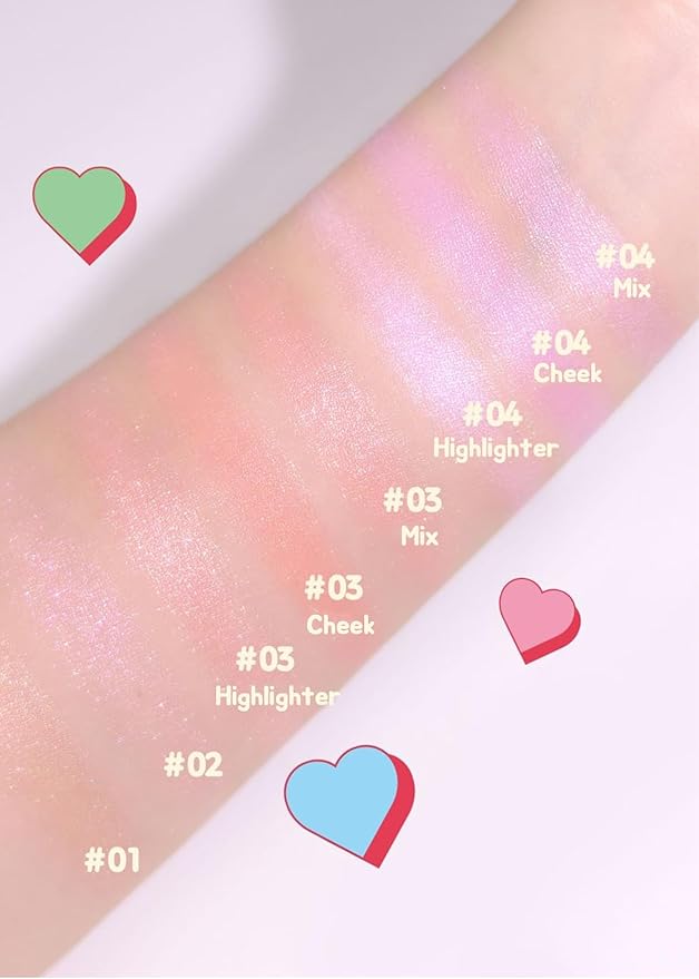 COLORGRAM Milk Bling Heartlighter 02 Pink Heart | Silky Smooth Versatile Creamy Highlighter with Shimmery Finish, Soft and Natural Glow Perfect for Daily Makeup-VivaGrace Women
