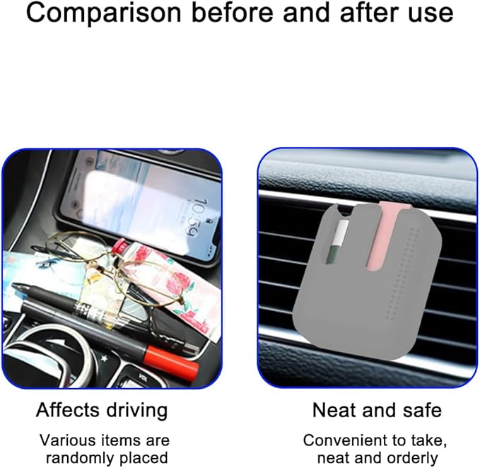 Holder for Car Air Vent, Upright Washable Lip Balm Protector for Women Girls, Auto Interior Space Saving Accessories, Universal for Vehicle, Truck and More（Gray）-VivaGrace Women