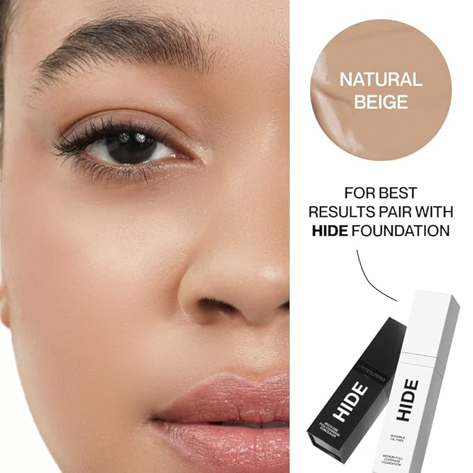 HIDE PREMIUM Liquid Foundation, Multi-Use Waterproof Foundation, Medium/Full Coverage Foundation, Shades for All Skin Types (See Shade Finder), Natural Beige, 1 fl oz-VivaGrace Women
