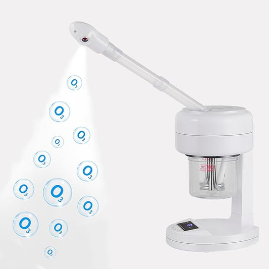 Ozone Facial Steamer, Portable Nano Ionic Face Steamer with LCD Screen, Extendable 360° Rotating Arm, Rotatable Nozzle, Hot Mist Function for Personal Care at Home or Salon-VivaGrace Women
