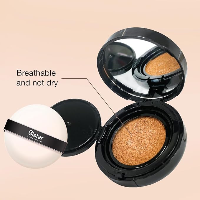 Sistar Skin Perfecting BB Cushion Full Coverage Long Lasting Natural Glow Foundation On The Go Case With Mirror (Mocha)-VivaGrace Women