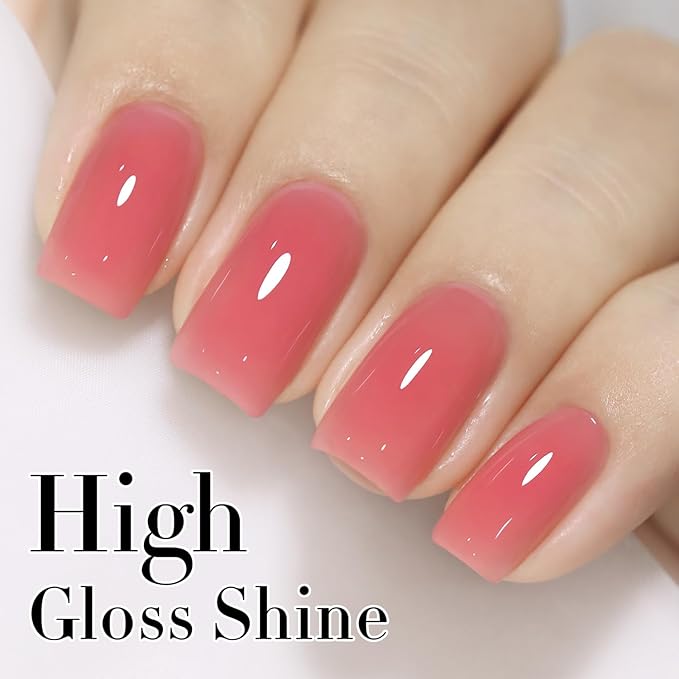Double Rhythm 0.5Oz Translucent Gel Polish Sheer Neutral Natural Light Milky Same Color Same Bottle 15ML Jelly Gel Polish Art DIY at Home (Pink Rose-A1382)-VivaGrace Women