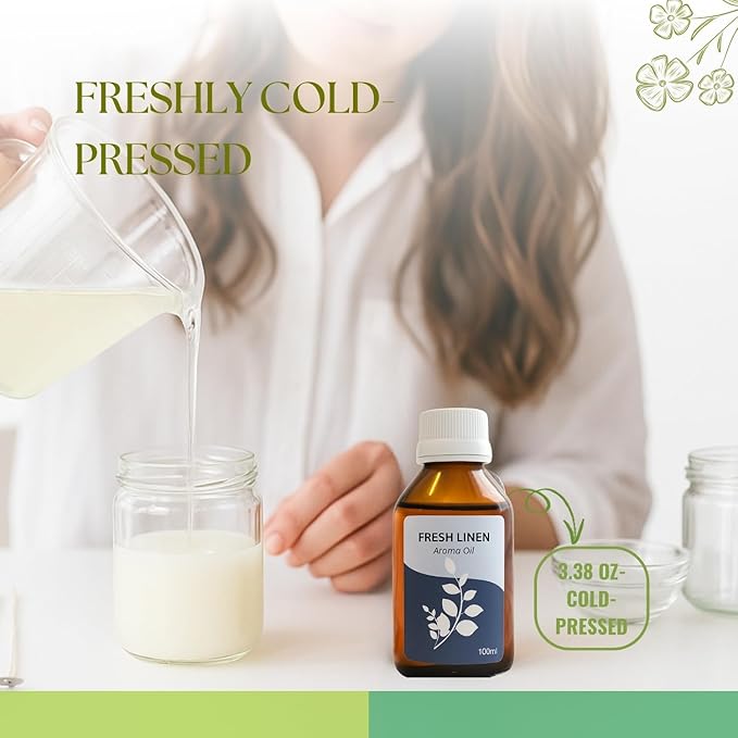 Roots & Above Fresh Linen Aroma Oil 3.38 oz/100ml Perfect for Diffusers, Soap Making, Candles, Lotion, Home Scents, Perfume & Fragrance Oils-VivaGrace Women