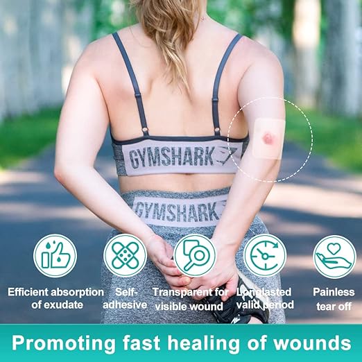 Dimora Hydrocolloid Wound Dressing, 10 Pack Ultra Thin 4" x 4" Large Patch Bandages with Self-Adhesive, Fast Healing for Bedsore, Burn, Blister, Acne Care, Sterile and Waterproof-VivaGrace Women