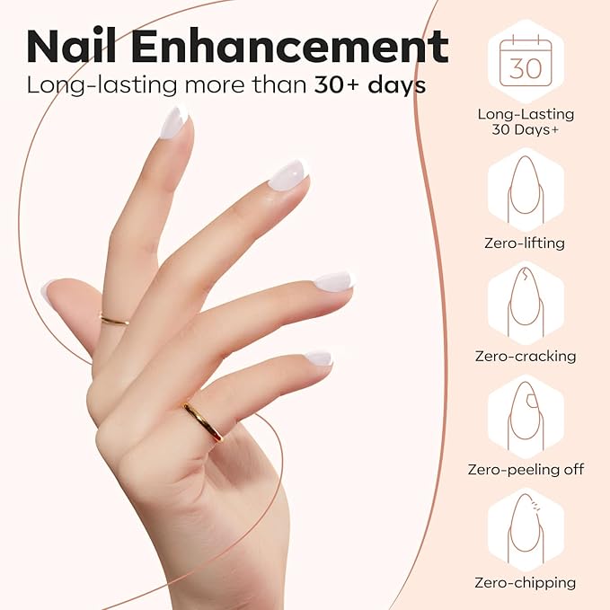 modelones Builder Nail Gel, Milky White Builder for Nail Thickening, 8-in-One LED Lamp Cured Strengthener Hard Color Base Extension Glue Gel Polish in a Bottle for Home DIY Salon Women-VivaGrace Women