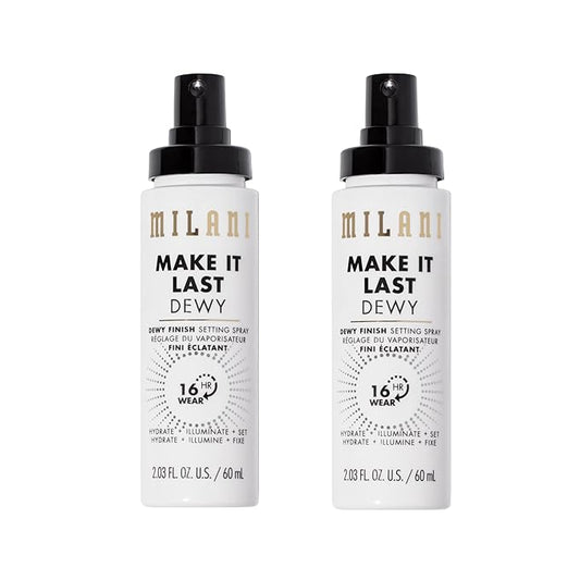 Milani Make It Last Dewy - Dewy Finish Setting Spray - 3 in 1- Hydrate + Illuminate + Set, Makeup Finishing Spray - Makeup Primer & Hydrating Setting Spray - 2 Pack-VivaGrace Women