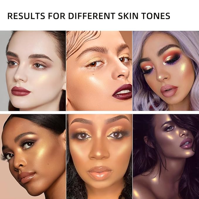 ELESSY Highlighter Makeup Palette,Highlighter Palette Long Lasting Face illuminator Makeup Palette Shimmer Highlighter Powder Suit All Skin Tones-TWILIGHT GLOW-VivaGrace Women