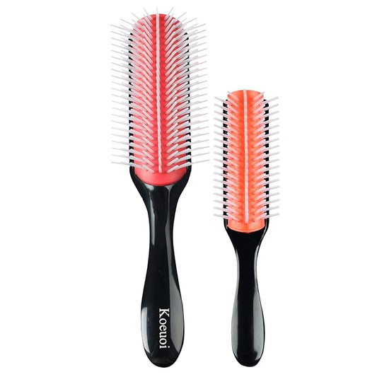 Classic Styling Hair Brush for Wet or Dry Curly Hair. 9 Row Black Brush for Detangling, Separating, Shaping-VivaGrace Women