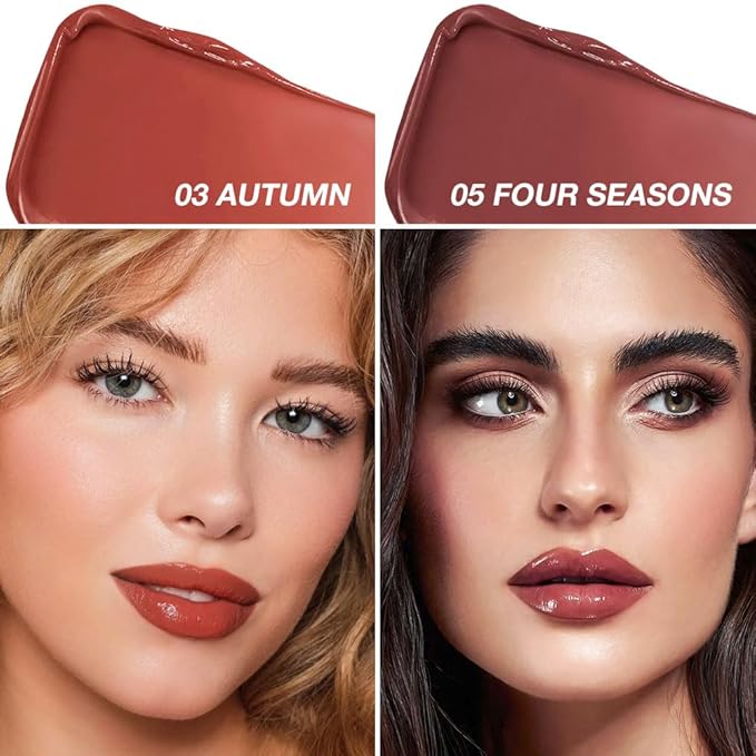 2Pcs Tinted Lip Balm Moisturizing Lipstick – Warm Orange Brown & Deep Rose Color Bean Paste Sheer Hydrating Lip Color for Dry Lips Nourishing Lip Balm for All Women with a Subtle Natural Scent-VivaGrace Women