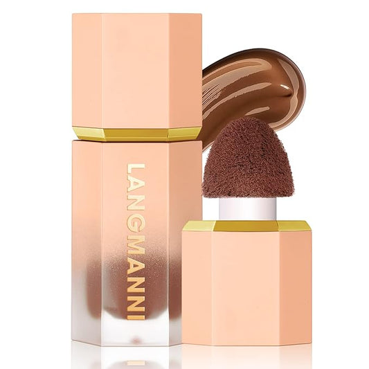 URQT Highly Pigmented Liquid Contour - Built-in Sponge Tip Sculpted Complexion Wand Contour Long Lasting Natural Weightless Buildable Highlighters Contour Contouring Bronzer (#103 CAMEL SUEDE)-VivaGrace Women