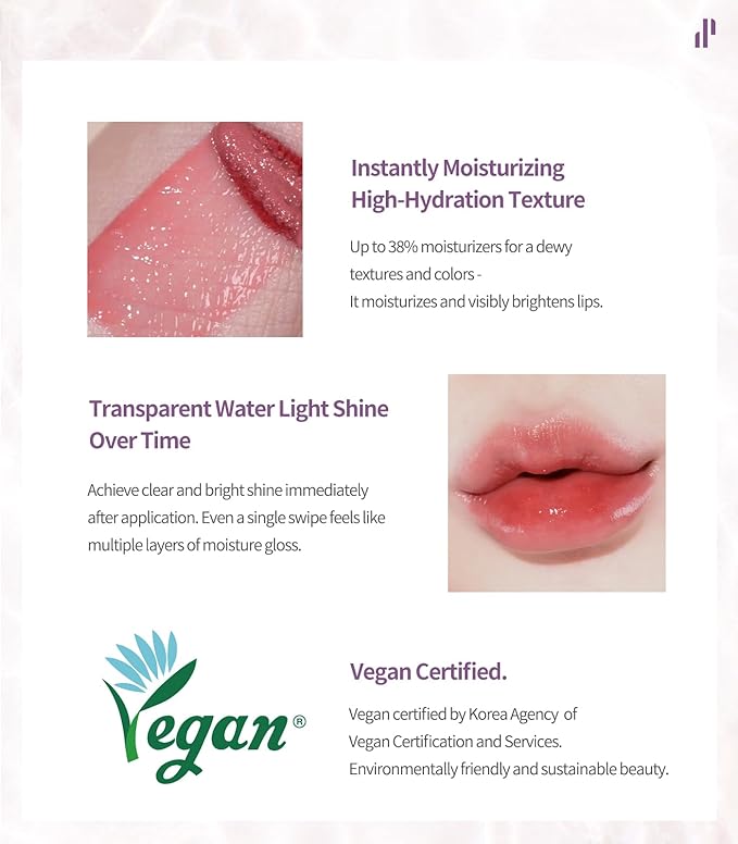 Heart Percent Dote On Mood Pure Glow Tint, Watery & Lightweight Moisturizing Lip Stain Long Lasting Liquid Lipstick 6.8g, #03. Nudi Orange-VivaGrace Women