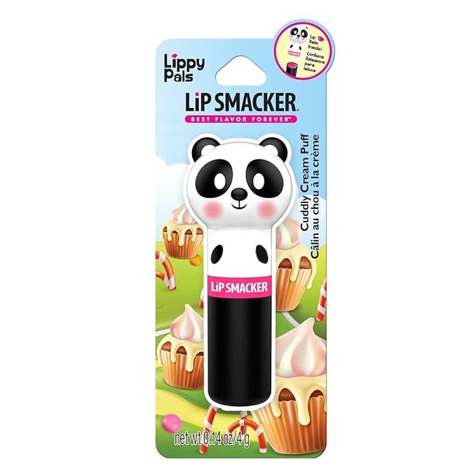 Lip Smacker Lippy Pals, Flavored Moisturizing & Smoothing Soft Shine Lip Balm, Hydrating & Protecting Fun Tasty Flavors ,Cruelty-Free & Vegan - Cuddly Cream Puff-VivaGrace Women