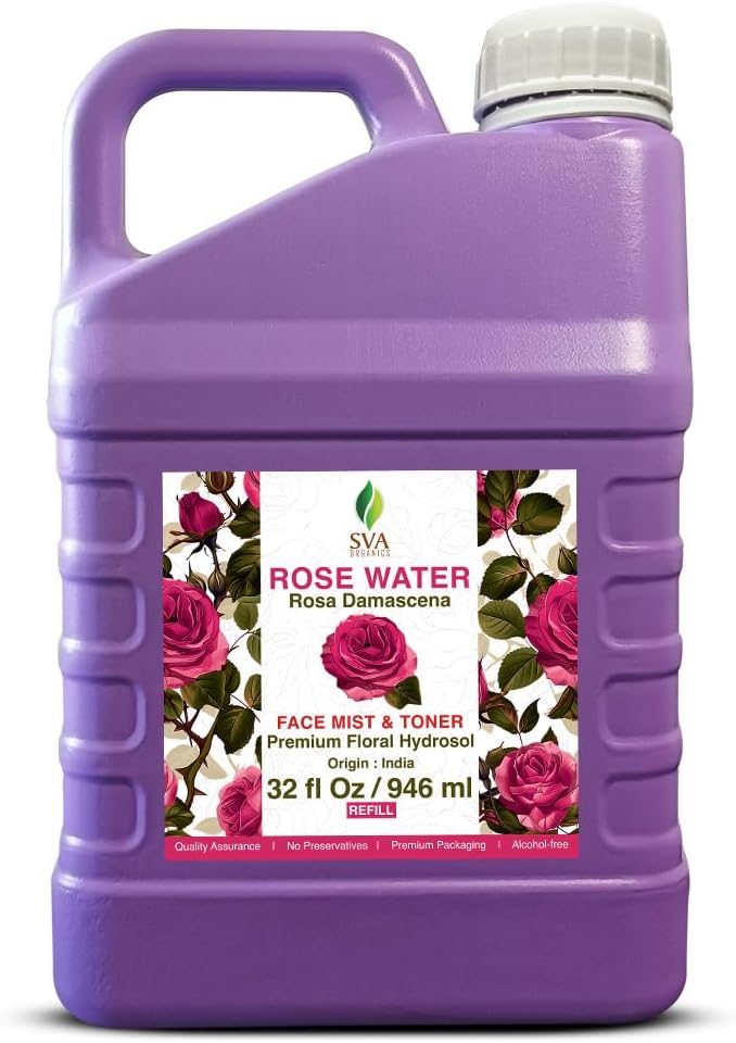 SVA Rose Water - 32 Fl oz - Refreshing Rose Water Spray for Skin Care, Skin Hydration, Bath, Soaps, Haircare & Aromatherapy-VivaGrace Women