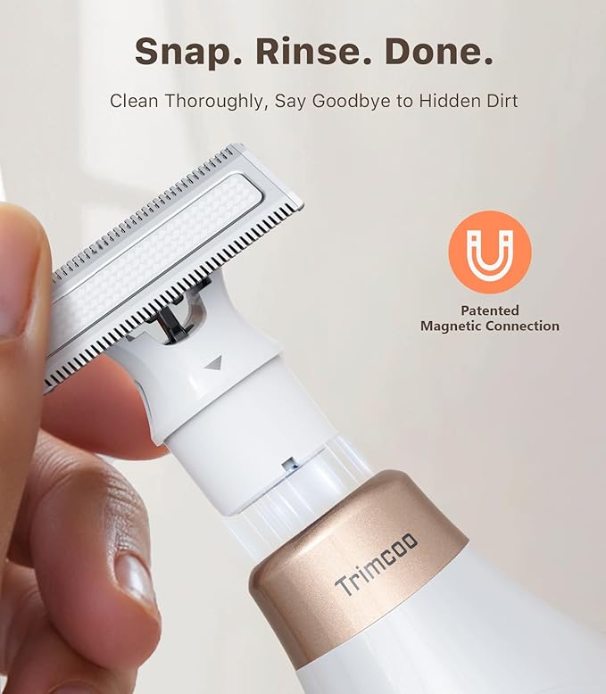 Mini Bikini Trimmer for Women - Intimate Pubic Hair Removal, Electric Body Groomer, Small Portable Wet/Dry Shaver, Magnetic Blade, USB-C Rechargeable with Travel Case, Easy to Clean (White)-VivaGrace Women