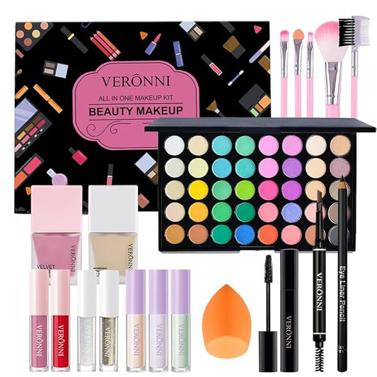 Makeup Kit for Women Full Kit, All in one makeup kit with Eyeshadow Eyeliner Eyebrow Lip Gloss Face Makeup & Brushes Full Starter Cosmetics Set For Girls & Teens (Set A)-VivaGrace Women