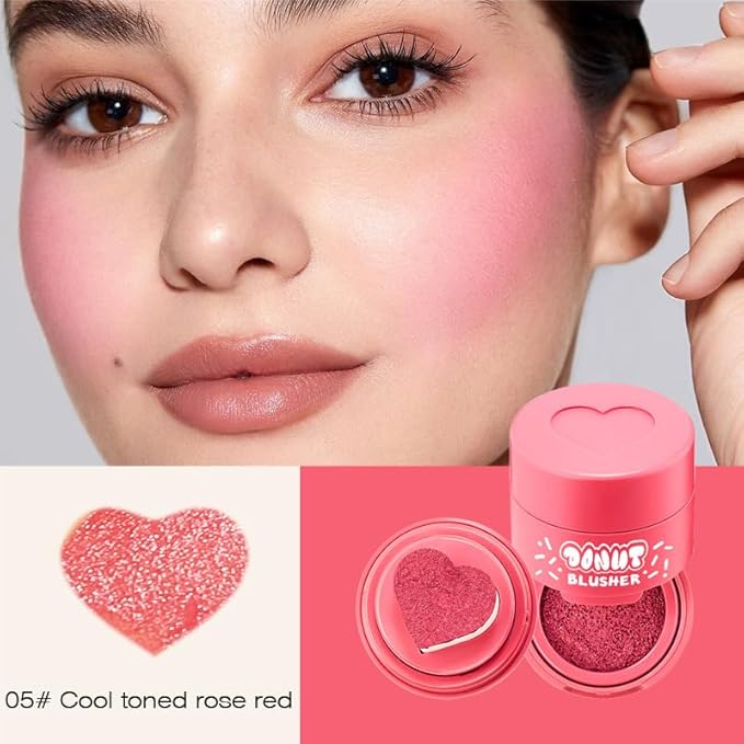Stamp Liquid Blush Stamp Blush with Heart Shaped Applicator Natural Long Lasting Blush, Light and Airy Makeup for Women (5)-VivaGrace Women