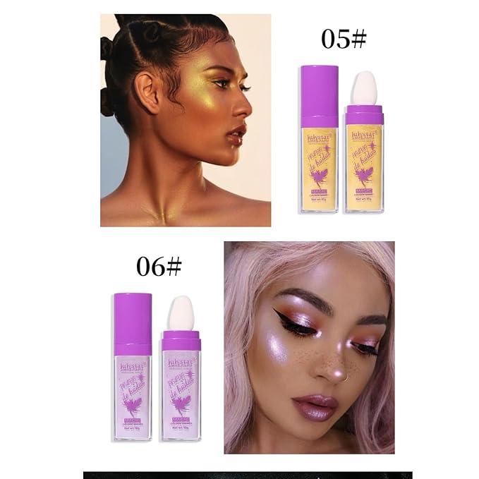 Highlighter Makeup Stick - Patting Powder, Body Glitter Fairy Dust Glitter Fairy Makeup Powder Stick Patting Powder Glitter Contour Blush Powder Face Brightens for Face Body Hair Makeup Kit - 3 PCS(b)-VivaGrace Women