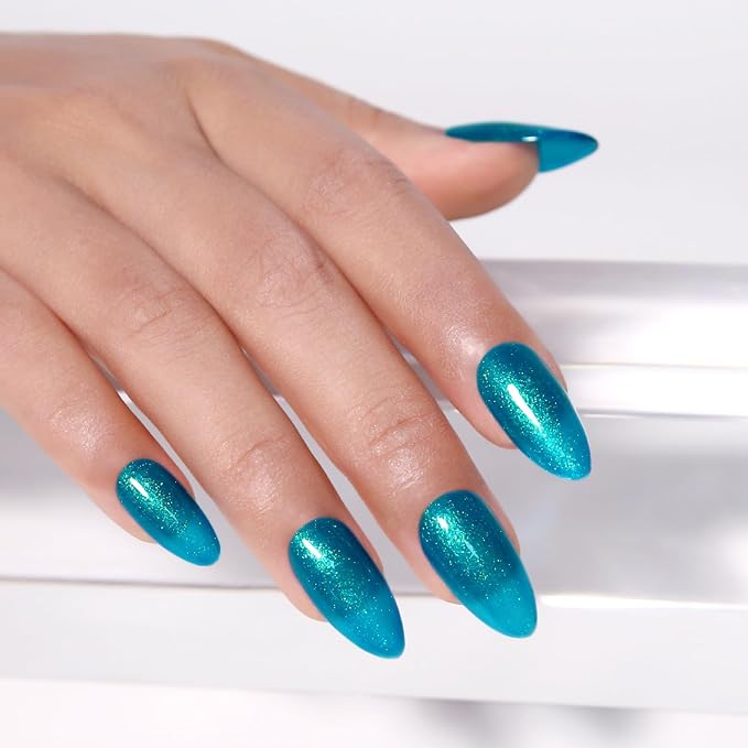 Imtiti Glitter Blue Gel Nail Polish, 0.5 fl oz Shimmer Blue Gel Polish UV/LED Soak Off Nail Design for Spring and Summer